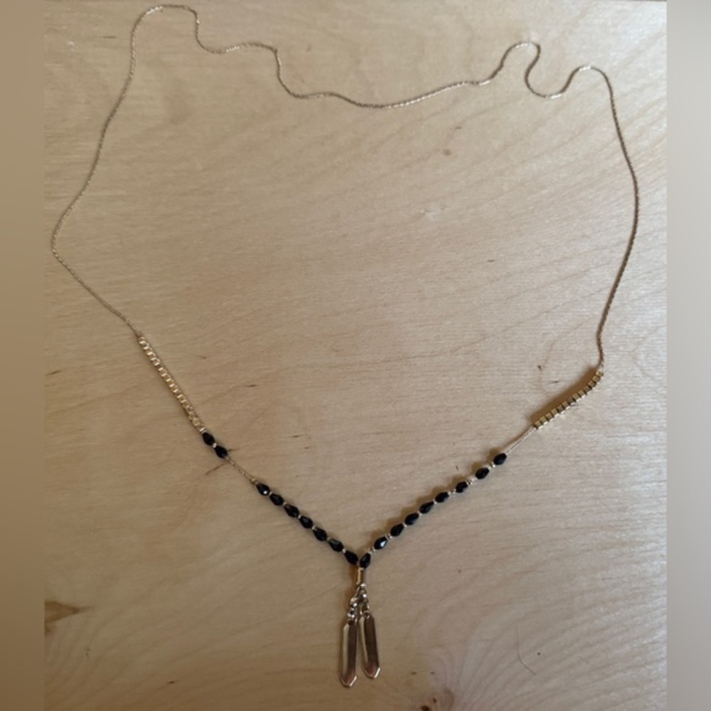 Elegant Gold and Black Beaded Necklace